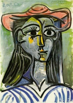 パブロ・ピカソ Painting - 帽子をかぶった女性の胸像 1962 年キュビスト パブロ・ピカソ